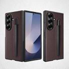 For Samsung Galaxy Z Fold7 5G Integrated Litchi Skin Phone Case With Pen Slot, Without Pen(Brown) - 1