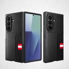 For Samsung Galaxy Z Fold7 5G Integrated Webbing Card Slot Litchi Skin Pasting Phone Case(Black) - 1