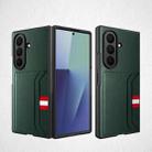 For Samsung Galaxy Z Fold7 5G Integrated Webbing Card Slot Litchi Skin Pasting Phone Case(Green) - 1