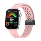 For Huawei Watch Fit4 Pro / Fit4 / Fit3 xDfind Hole Style Magnetic Black Buckle Silicone Watch Band(Pink) - 1