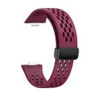 For Huawei Watch Fit4 Pro / Fit4 / Fit3 xDfind Hole Style Magnetic Black Buckle Silicone Watch Band(Wine Red) - 3