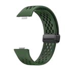 For Huawei Watch Fit4 Pro / Fit4 / Fit3 xDfind Hole Style Magnetic Black Buckle Silicone Watch Band(Dark Green) - 2