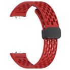 For Samsung Galaxy Fit3 xDfind Hole Style Magnetic Black Buckle Silicone Watch Band(Red) - 3