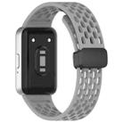 For Samsung Galaxy Fit3 xDfind Hole Style Magnetic Black Buckle Silicone Watch Band(Grey) - 2