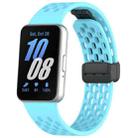For Samsung Galaxy Fit3 xDfind Hole Style Magnetic Black Buckle Silicone Watch Band(Sky Blue) - 1