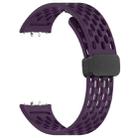 For Samsung Galaxy Fit3 xDfind Hole Style Magnetic Black Buckle Silicone Watch Band(Purple) - 3