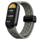 For Xiaomi Smart Band 10 / 9 / 8 xDfind Holes Magnetic Black Buckle Silicone Watch Band(Dark Green) - 1