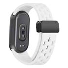 For Xiaomi Smart Band 10 / 9 / 8 xDfind Holes Magnetic Black Buckle Silicone Watch Band(White) - 2