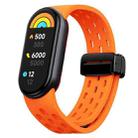 For Xiaomi Smart Band 10 / 9 / 8 xDfind Holes Magnetic Black Buckle Silicone Watch Band(Orange) - 1