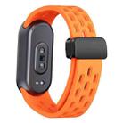 For Xiaomi Smart Band 10 / 9 / 8 xDfind Holes Magnetic Black Buckle Silicone Watch Band(Orange) - 2