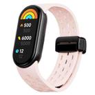 For Xiaomi Smart Band 10 / 9 / 8 xDfind Holes Magnetic Black Buckle Silicone Watch Band(Pink) - 1