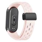 For Xiaomi Smart Band 10 / 9 / 8 xDfind Holes Magnetic Black Buckle Silicone Watch Band(Pink) - 2