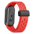 For Xiaomi Smart Band 10 / 9 / 8 xDfind Holes Magnetic Black Buckle Silicone Watch Band(Red) - 2