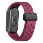 For Xiaomi Smart Band 10 / 9 / 8 xDfind Holes Magnetic Black Buckle Silicone Watch Band(Wine Red) - 2
