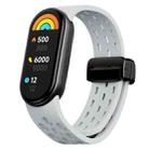 For Xiaomi Smart Band 10 / 9 / 8 xDfind Holes Magnetic Black Buckle Silicone Watch Band(Light Grey) - 1