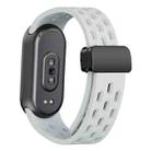 For Xiaomi Smart Band 10 / 9 / 8 xDfind Holes Magnetic Black Buckle Silicone Watch Band(Light Grey) - 2