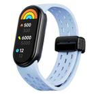 For Xiaomi Smart Band 10 / 9 / 8 xDfind Holes Magnetic Black Buckle Silicone Watch Band(Light Blue) - 1