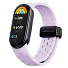 For Xiaomi Smart Band 10 / 9 / 8 xDfind Holes Magnetic Black Buckle Silicone Watch Band(Light Purple) - 1