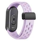 For Xiaomi Smart Band 10 / 9 / 8 xDfind Holes Magnetic Black Buckle Silicone Watch Band(Light Purple) - 2