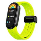 For Xiaomi Smart Band 10 / 9 / 8 xDfind Holes Magnetic Black Buckle Silicone Watch Band(Lime Green) - 1