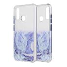 For Huawei P Smart 2020 Marble Pattern Glittery Powder Shockproof TPU Case with Detachable Buttons(Blue) - 1