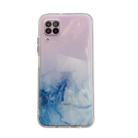 For Huawei P40 Lite Marble Pattern Glittery Powder Shockproof TPU Case with Detachable Buttons(Baby Blue) - 1