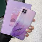 For Huawei P40 Lite Marble Pattern Glittery Powder Shockproof TPU Case with Detachable Buttons(Purple) - 1