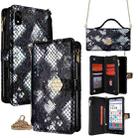 For ZTE Kantan Sumaho 4 A402ZT Crossbody Handle Snake Texture Leather Phone Case(Black) - 1