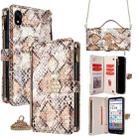 For ZTE Kantan Sumaho 4 A402ZT Crossbody Handle Snake Texture Leather Phone Case(White) - 1