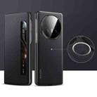 For Honor Magic V5 SULADA Kevlar 600D Texture Smart Window Leather Phone Case(Black) - 1