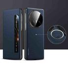 For Honor Magic V5 SULADA Kevlar 600D Texture Smart Window Leather Phone Case(Blue) - 1