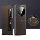 For Honor Magic V5 SULADA Kevlar 600D Texture Smart Window Leather Phone Case(Brown) - 1
