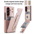 For Samsung Galaxy Z Fold7 5G Wristband Vertical Flip Wallet Back Cover Phone Case with Long Lanyard(Rose Gold) - 2