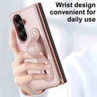 For Samsung Galaxy Z Fold7 5G Wristband Vertical Flip Wallet Back Cover Phone Case with Long Lanyard(Rose Gold) - 3