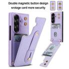 For Samsung Galaxy Z Fold7 5G Wristband Vertical Flip Wallet Back Cover Phone Case with Long Lanyard(Purple) - 2