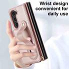 For Samsung Galaxy Z Fold5 5G Wristband Vertical Flip Wallet Back Cover Phone Case with Long Lanyard(Rose Gold) - 3
