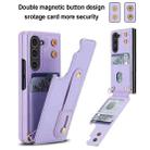 For Samsung Galaxy Z Fold5 5G Wristband Vertical Flip Wallet Back Cover Phone Case with Long Lanyard(Purple) - 2