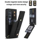 For Samsung Galaxy Z Fold4 5G Wristband Vertical Flip Wallet Back Cover Phone Case with Long Lanyard(Black) - 2