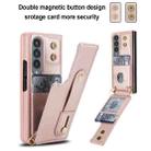 For Samsung Galaxy Z Fold4 5G Wristband Vertical Flip Wallet Back Cover Phone Case with Long Lanyard(Rose Gold) - 2
