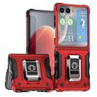For Samsung Galaxy Z Flip7 Non-slip Shockproof Armor Phone Case with Ring Holder(Red) - 1