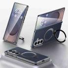 For Samsung Galaxy Z Fold7 5G SULADA Top Grain Leather MagSafe Magnetic Holder Phone Case(Blue) - 1