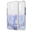 For Xiaomi Redmi 9 Marble Pattern Glittery Powder Shockproof TPU Case with Detachable Buttons(Blue) - 1