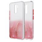 For Xiaomi Redmi 9 Marble Pattern Glittery Powder Shockproof TPU Case with Detachable Buttons(Red) - 1