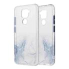 For Xiaomi Redmi Note 9 Marble Pattern Glittery Powder Shockproof TPU Case with Detachable Buttons(Baby Blue) - 1