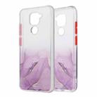 For Xiaomi Redmi Note 9 Marble Pattern Glittery Powder Shockproof TPU Case with Detachable Buttons(Purple) - 1