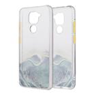 For Xiaomi Redmi Note 9 Marble Pattern Glittery Powder Shockproof TPU Case with Detachable Buttons(Green) - 1