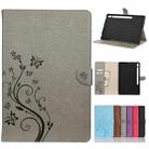 For Samsung Galaxy Tab S8+ / Tab S8 Plus /  Tab S7 FE / Tab S7+ T970/T976B Butterfly Flower Embossing Pattern Horizontal Flip Leather Case with Holder & Card Slots & Wallet(Grey) - 1