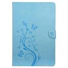 For Samsung Galaxy Tab S8+ / Tab S8 Plus /  Tab S7 FE / Tab S7+ T970/T976B Butterfly Flower Embossing Pattern Horizontal Flip Leather Case with Holder & Card Slots & Wallet(Blue) - 1