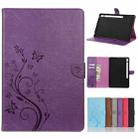 For Samsung Galaxy Tab S8+ / Tab S8 Plus /  Tab S7 FE / Tab S7+ T970/T976B Butterfly Flower Embossing Pattern Horizontal Flip Leather Case with Holder & Card Slots & Wallet(Purple) - 1