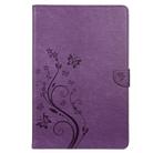 For Samsung Galaxy Tab S8+ / Tab S8 Plus /  Tab S7 FE / Tab S7+ T970/T976B Butterfly Flower Embossing Pattern Horizontal Flip Leather Case with Holder & Card Slots & Wallet(Purple) - 1